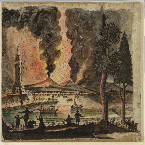 Lantern Slide, Eruption of Vesuvius, ca. 1780
