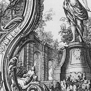 Print, Cartouche and Fountain with Diana, 1738
