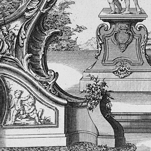 Print, Cartouche and Fountain with Venus and Amor, 1738