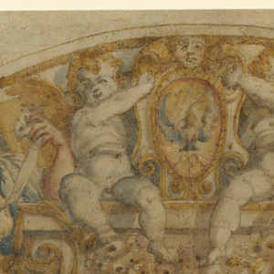 Drawing, Project for the top of a painted frame of an altar, ca. 1560