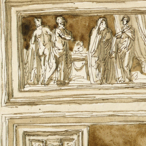 Drawing, Door with overdoor