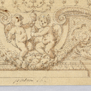 Drawing, Project for a Crest with Candle Sockets, early 19th century