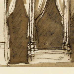 Drawing, Wall and alcove in a bedroom