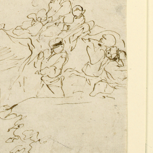 Drawing, Study for the Painting Pastoral Journey, Figures and Cattle in a Landscape, ca. 1633