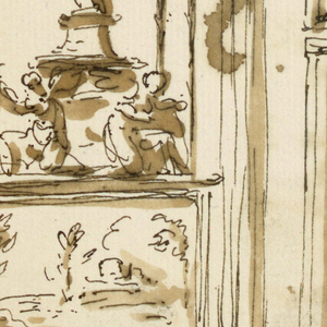 Drawing, Elevation of wall with a door