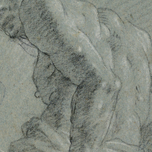 Drawing, Study. A sitting naked man with a cloth around the hips seen from the back, 1750–75