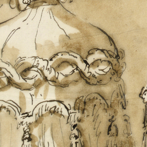 Drawing, Two bed canopies