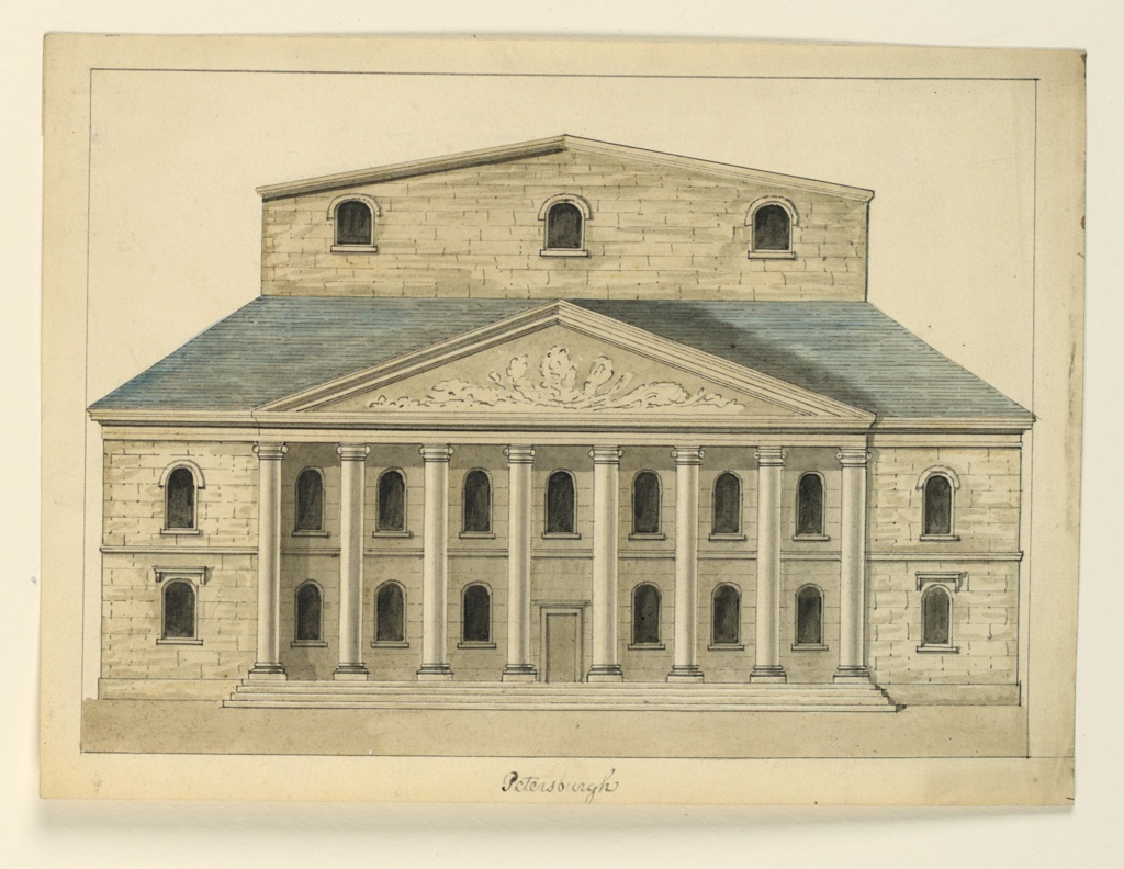 Drawing, Elevation of the Facade of the Theater, St. Petersburg