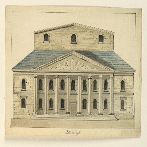 Drawing, Elevation of the Facade of the Theater, St. Petersburg, ca. 1860