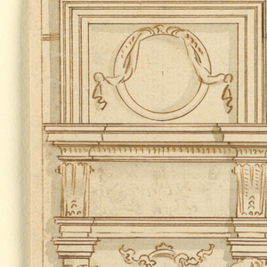 Drawing, Decoration of a wall flanking a door, 1800–1850