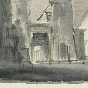 Drawing, Stage Design, Group of Egyptian Buildings from the Exterior, early 19th century