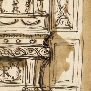 Drawing, Wall of a private chapel with altar