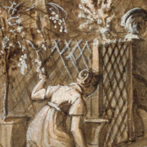 Drawing, Design for a Painted Porcelain Plate, Garden Scene from the Service de la Culture des Fleurs (Flower Cultivation Service), 1821–24
