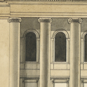 Drawing, Elevation of the Théatre Royal des Italiens, Paris, ca. 1850