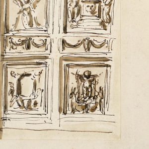 Drawing, Door and adjoining wall panel