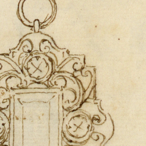 Drawing, Design for escutcheon pendant, 16th century