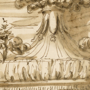 Drawing, Elevation of a bed alcove
