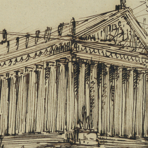 Drawing, Stage Design, Exterior of Temples, early 19th century
