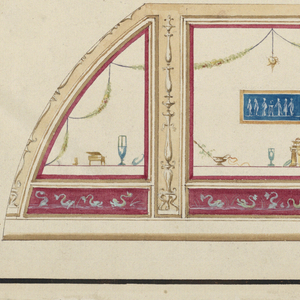 Drawing, Painted wall panels and two ceiling coves, ca. 1785