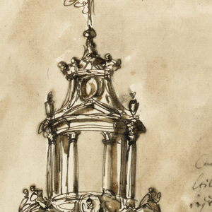 Drawing, Steeple in baroque style