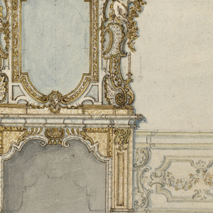 Drawing, Elevation of a wall with chimneypiece, 1750–75