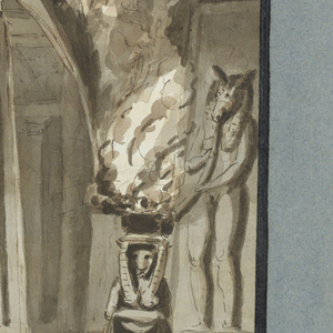 Drawing, Stage design; Interior of an Egyptian temple