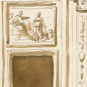 Drawing, Entrance wall of a salon