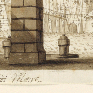 Drawing, Stage Design, Seaport, early 19th century