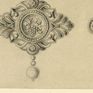 Drawing, Three Brooches, 1869