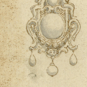 Drawing, Design for pendant with diamond and figures, 16th century