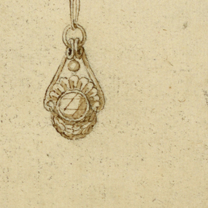 Drawing, Design for three pendants with diamonds, 16th century