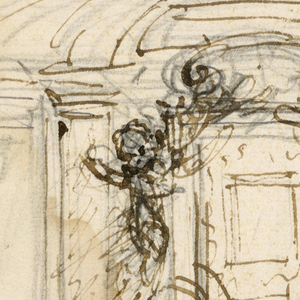 Drawing, Frame of a painting in altar retable