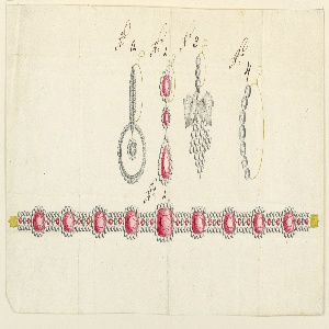 Drawing, Designs for a Necklace and Four Earrings, early 19th century