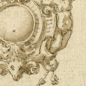 Drawing, Design for escutcheon pendant with two women