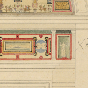 Drawing, Wall decoration in Pompeian style, ca. 1850