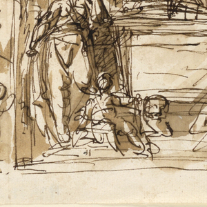 Drawing, Sarcophagus and allegorical figures