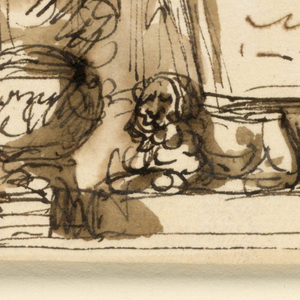Drawing, Sarcophagus and allegorical figures