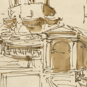Drawing, Fountains and coffee houses