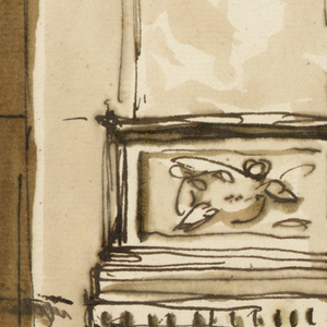 Drawing, Pedestal and base of a pillar in a church
