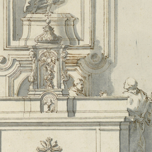 Drawing, Altar with Tabernacle and Two Priests in Conversation, 1750–75