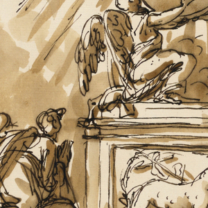 Drawing, Relief; Glory of the sacrament; console table