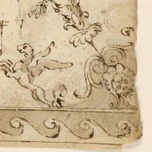 Drawing, Two Projects for Painted Grotesque Decorations of a Ceiling, ca. 1590
