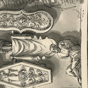 Drawing, Frieze in Classical Style, A Villa Upon a Hill, ca. 1840