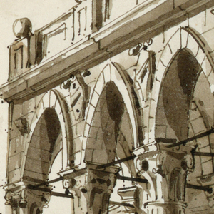Drawing, Stage Design, Square with Public Building, early 19th century