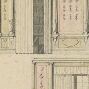 Drawing, Ground plan and section of a room, ca. 1780