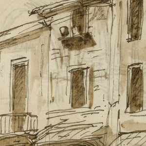Drawing, Theatre Design: Streetscape, late 18th century