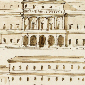 Drawing, Elevation, central part of palace