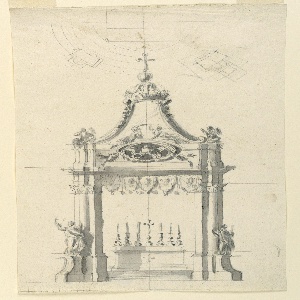 Drawing, Baldacchino with Papal Ar, 1775