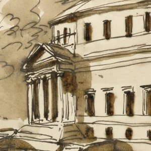Drawing, View of a villa