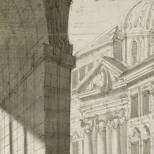 Drawing, Stage Design: City with a Loggia, 1725–1750